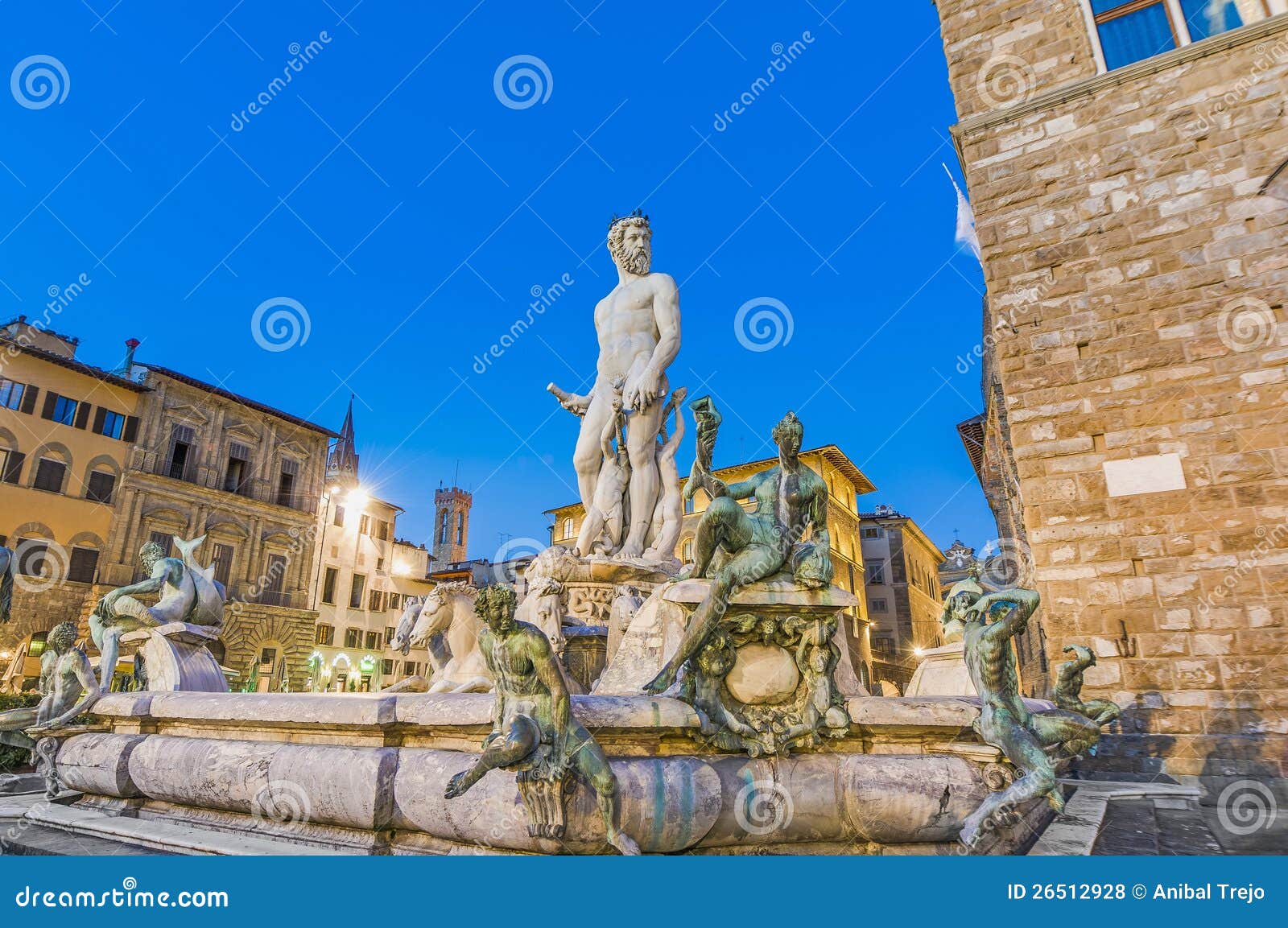 The Fountain of Neptune in Florence, Italy Stock Photo Image of