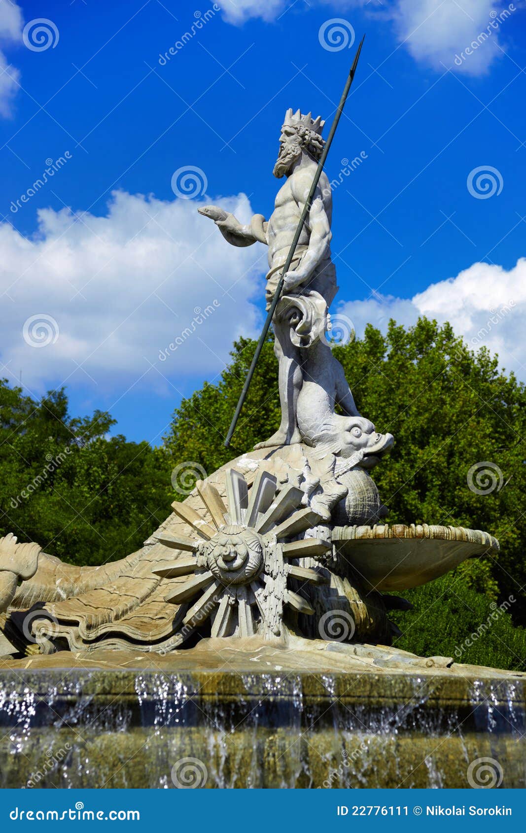 The Fountain of Neptune in Madrid, Spain Stock Image Image of