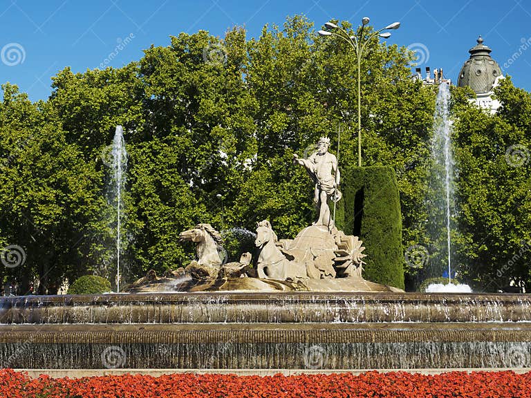 Fountain of Neptune in Madrid, Spain Stock Photo - Image of park ...