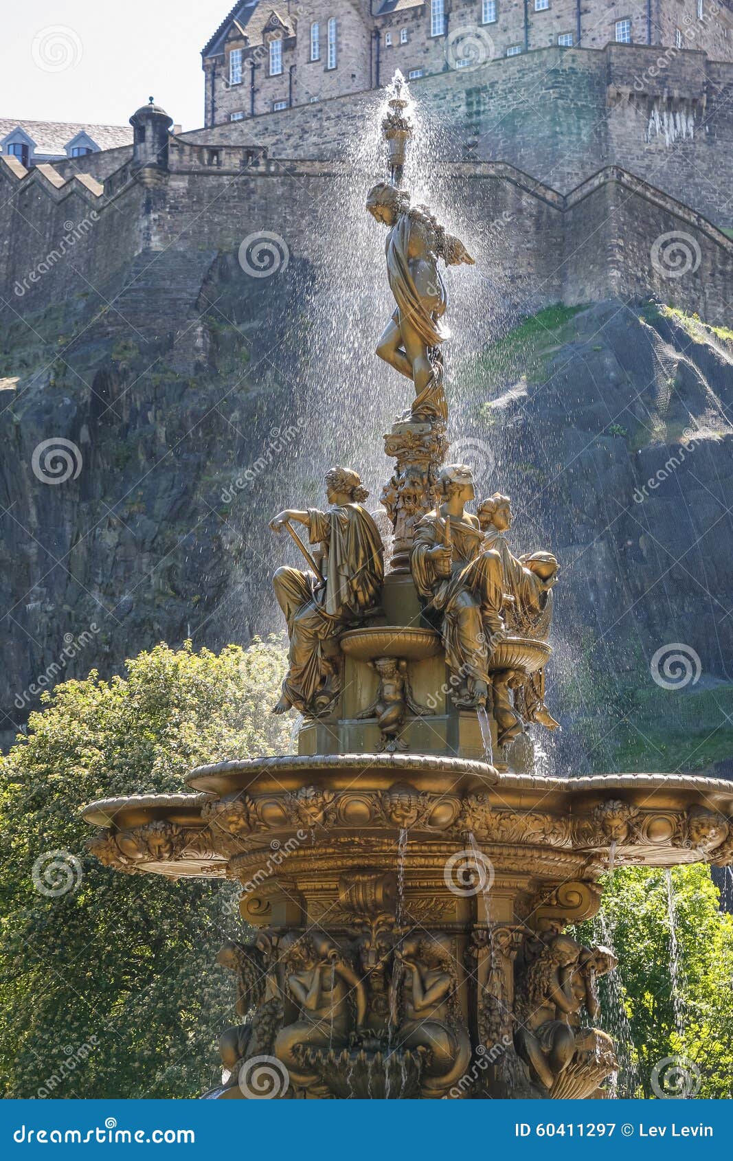 Fountain in the Park of Edinburgh Stock Image Image of ancient