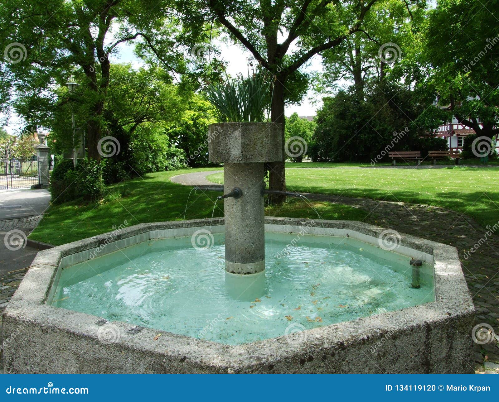 Fountain at the Park Near the Augustinian Monastery Crucelin or