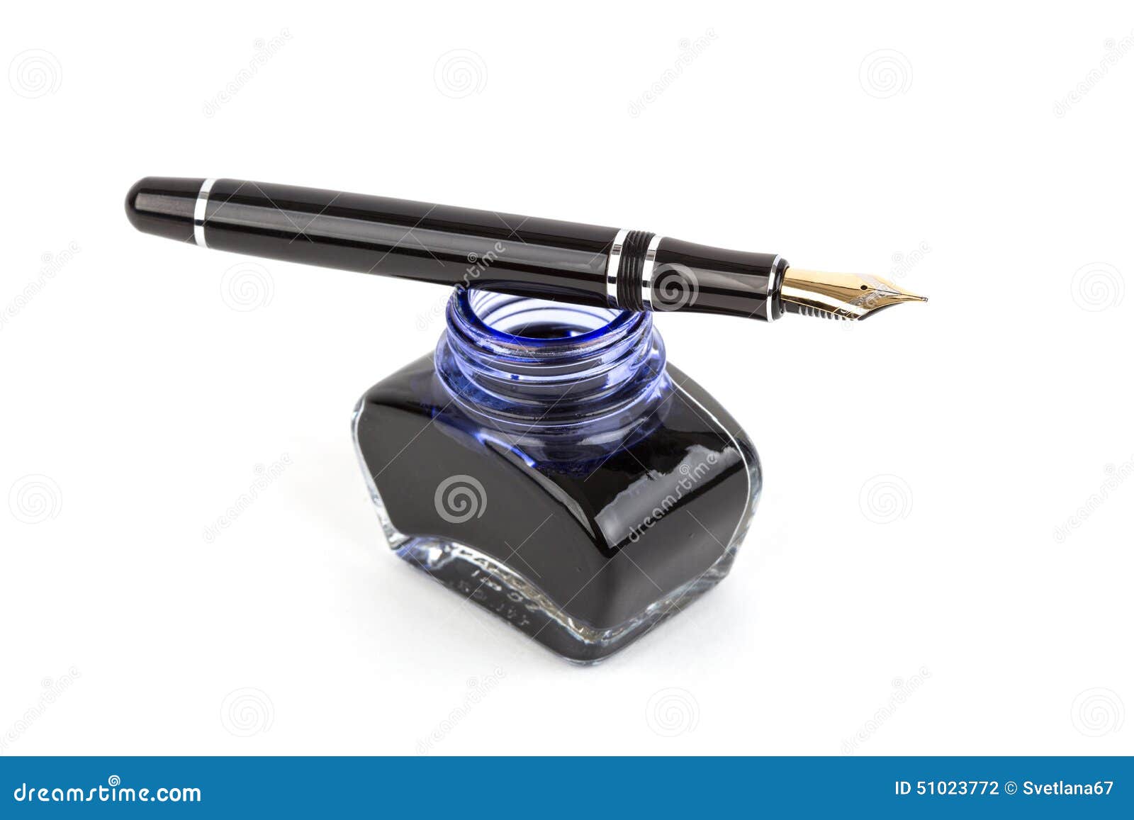 Fountain pen and inkwell stock photo. Image of black 51023772