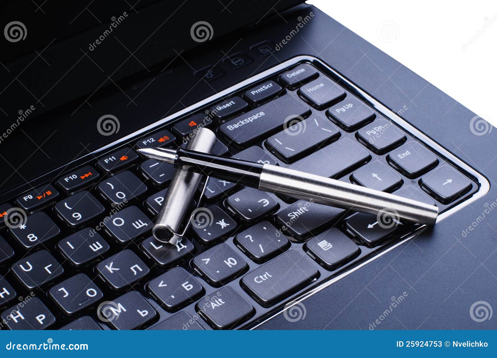 Fountain Pen on Laptop Keyboard Stock Image Image of fountain