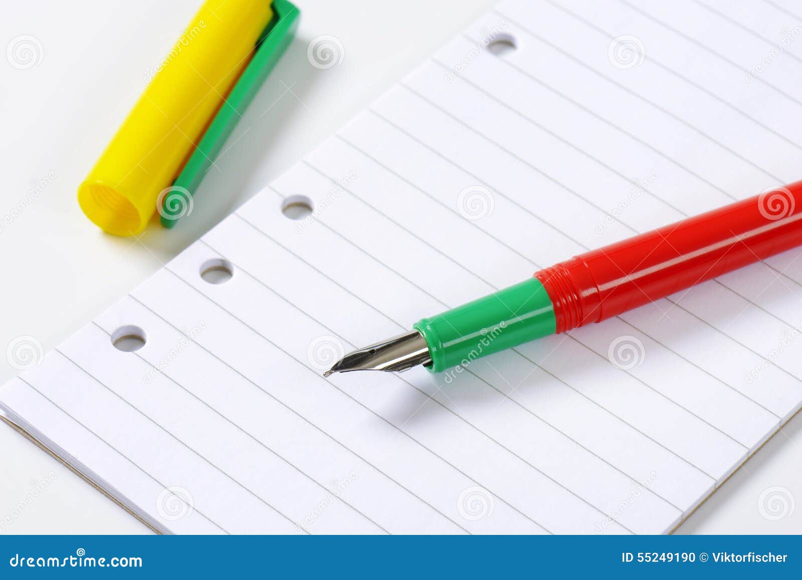 Fountain Pen on Lined Paper Stock Photo Image of plastic, school