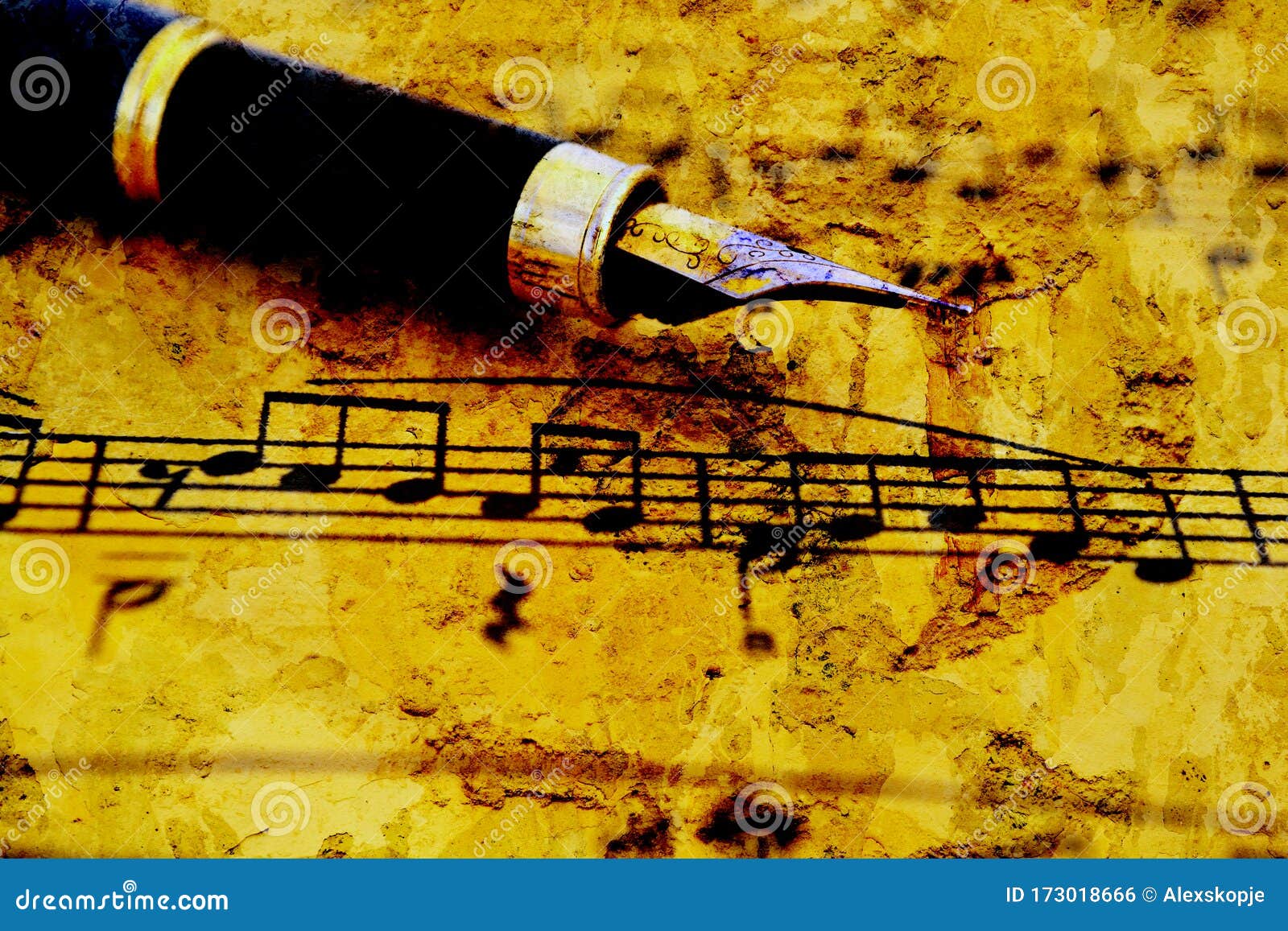 Fountain Pen on Music Sheet Stock Photo Image of retro, macro 173018666