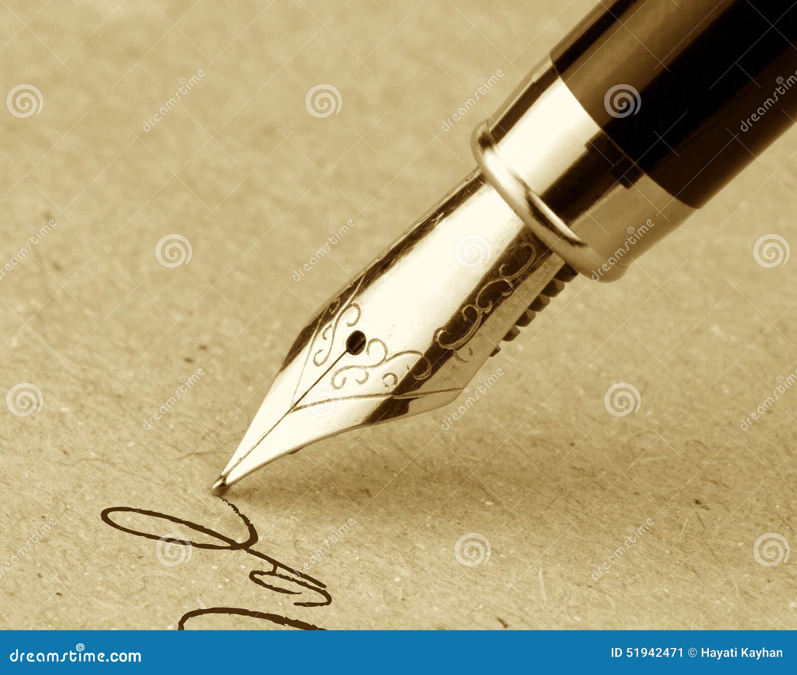Fountain Pen on a Old Paper. Vintage Image Stock Image Image of