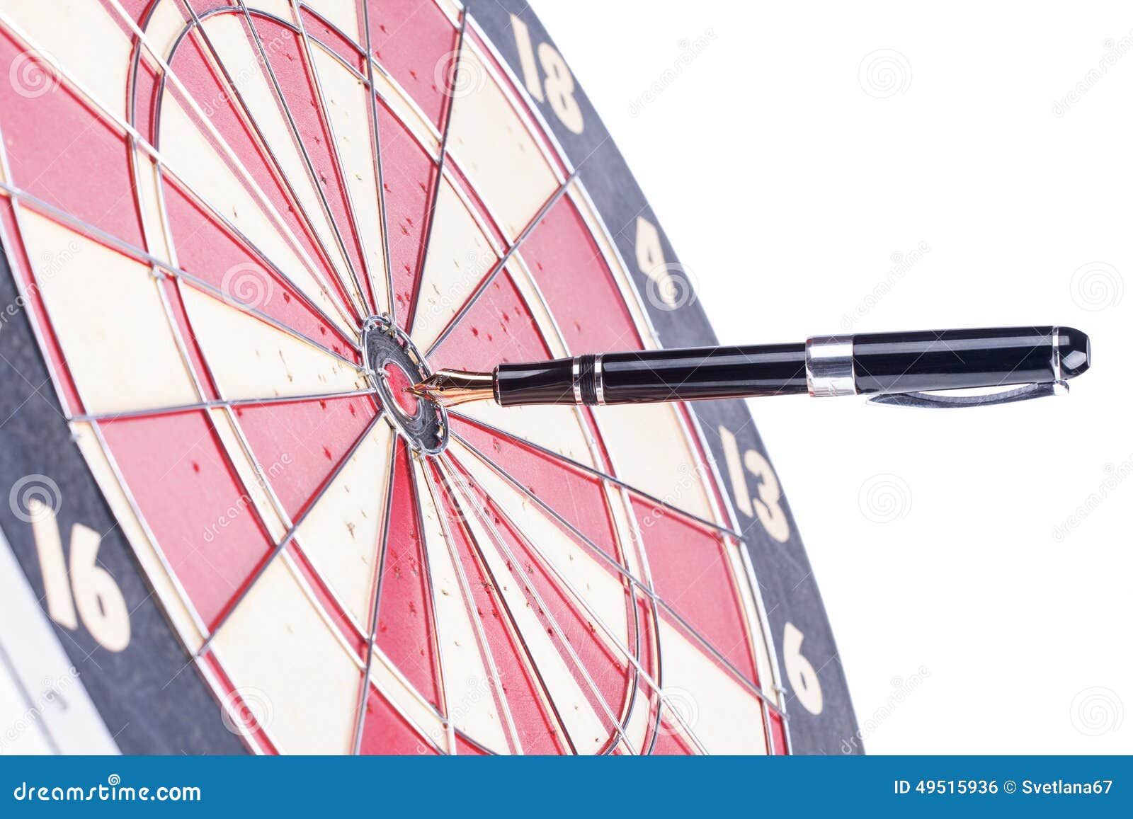 Fountain Pen in the Target Center of Dartboard Stock Photo Image of