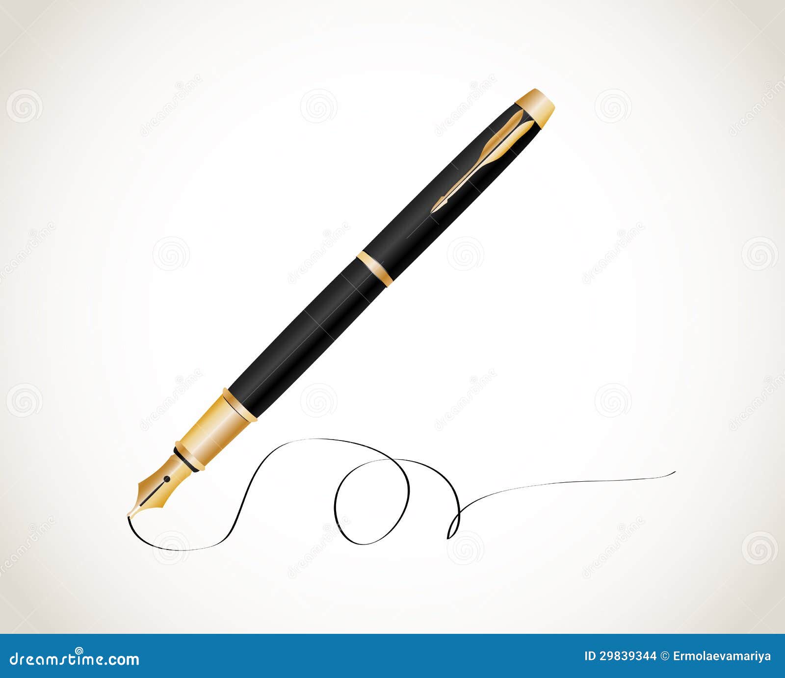 Fountain pen. Vector stock vector. Illustration of metal 29839344