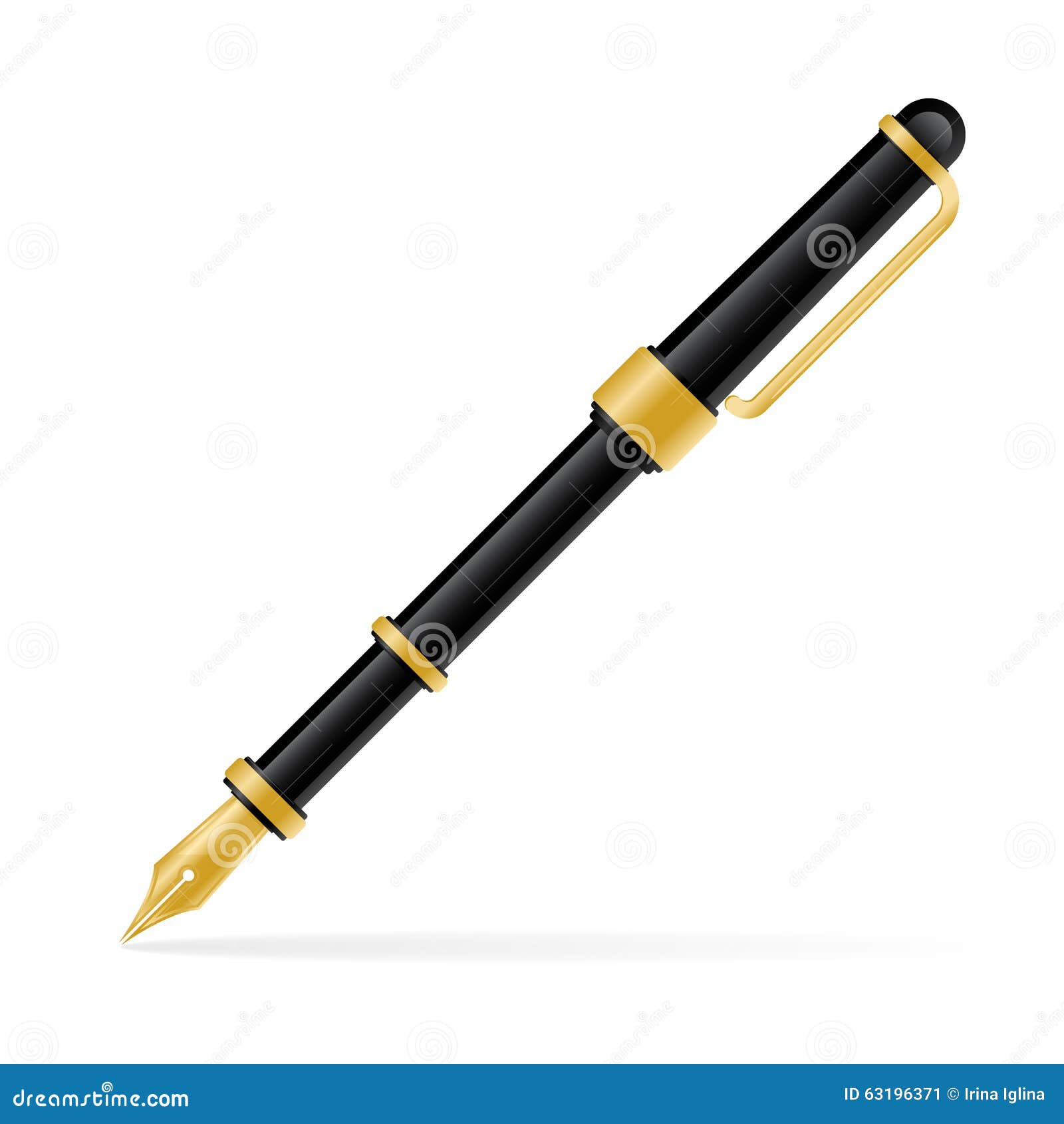 Fountain Pen On White Stock Vector - Image: 63196371