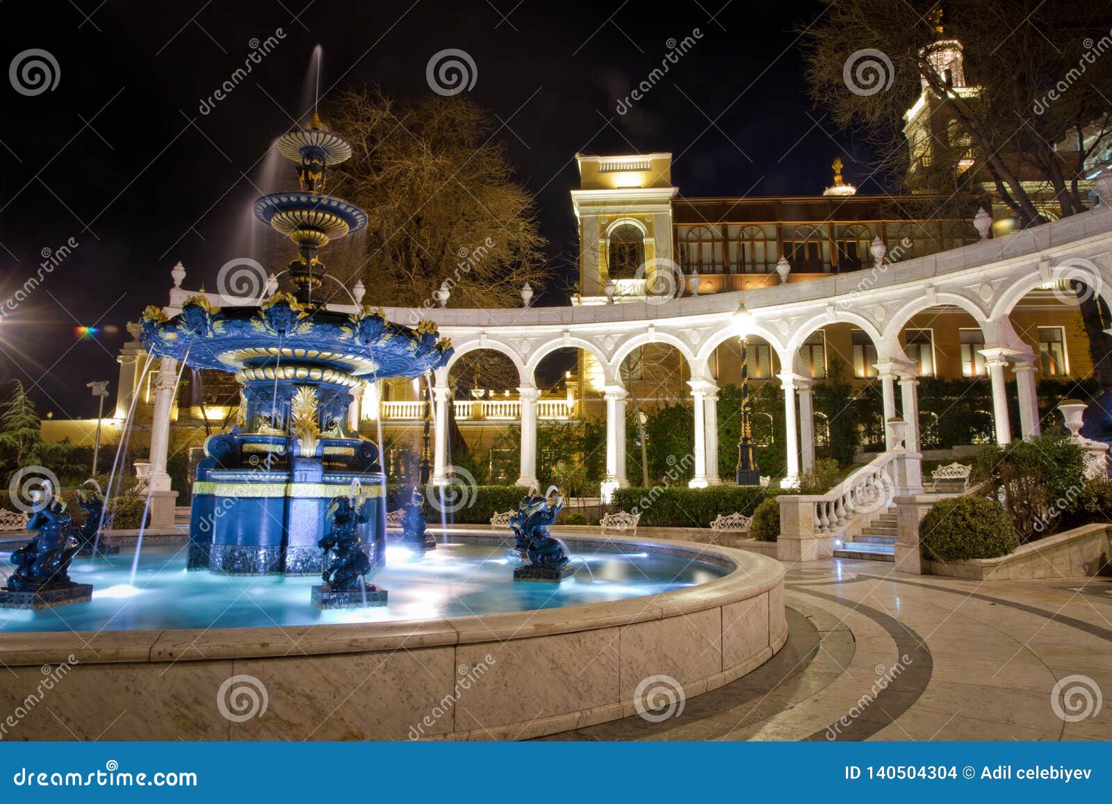 Fountain In The Philarmony Park In Baku City Azerbaijan