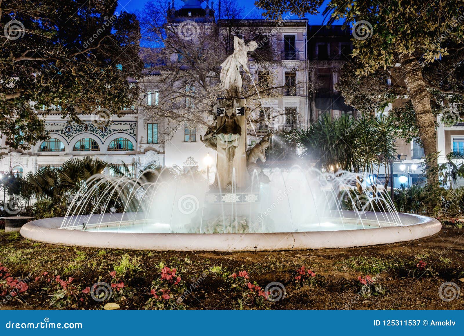 fountain at plaza gabriel miro square. spain