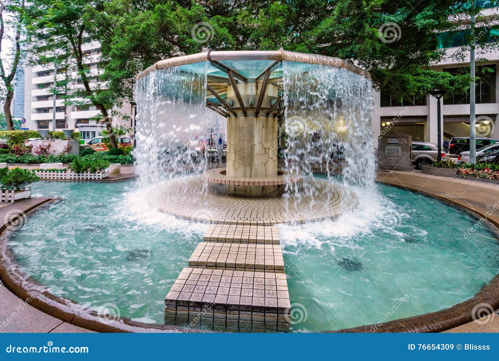 Fountain Plaza in Hong Kong Park Stock Image Image of waterfall