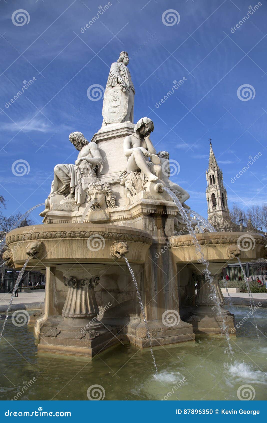 Fountain by Pradier, Esplanade Charles De Gaulle Square, Nimes Stock ...