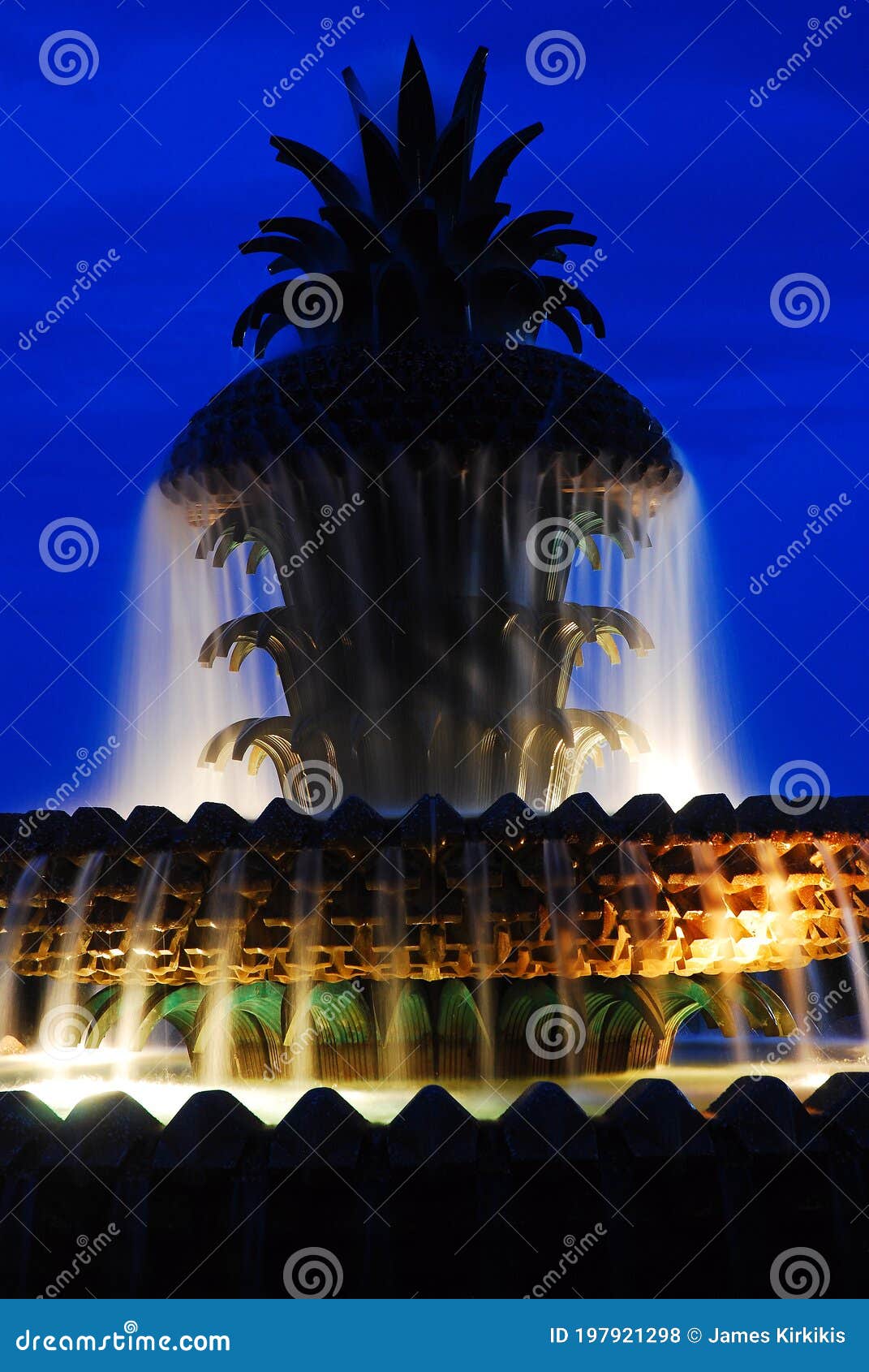 a fountain resembling a pineapple