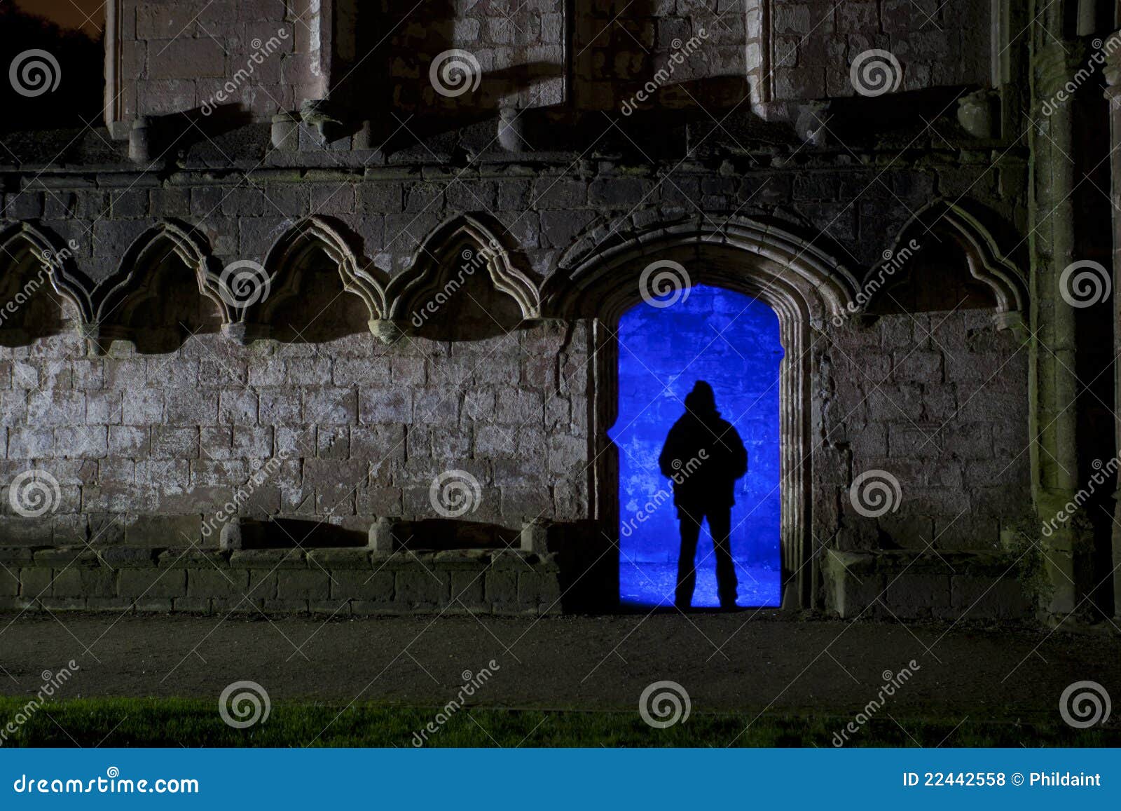Fountains Abbey at Night with Silhouette Stock Photo Image of