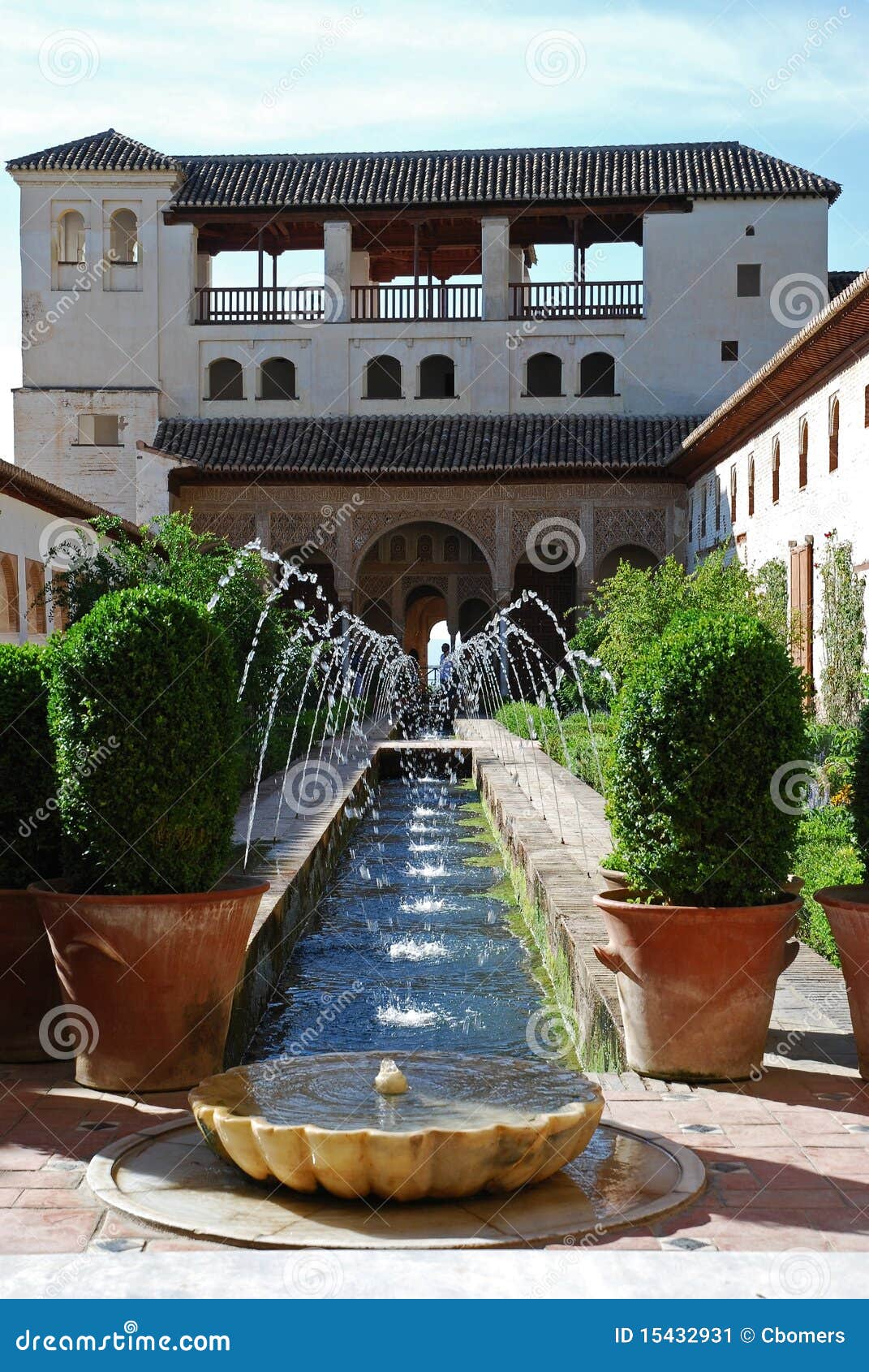 Fountains in Alhambra Garden Stock Image Image of water, design 15432931