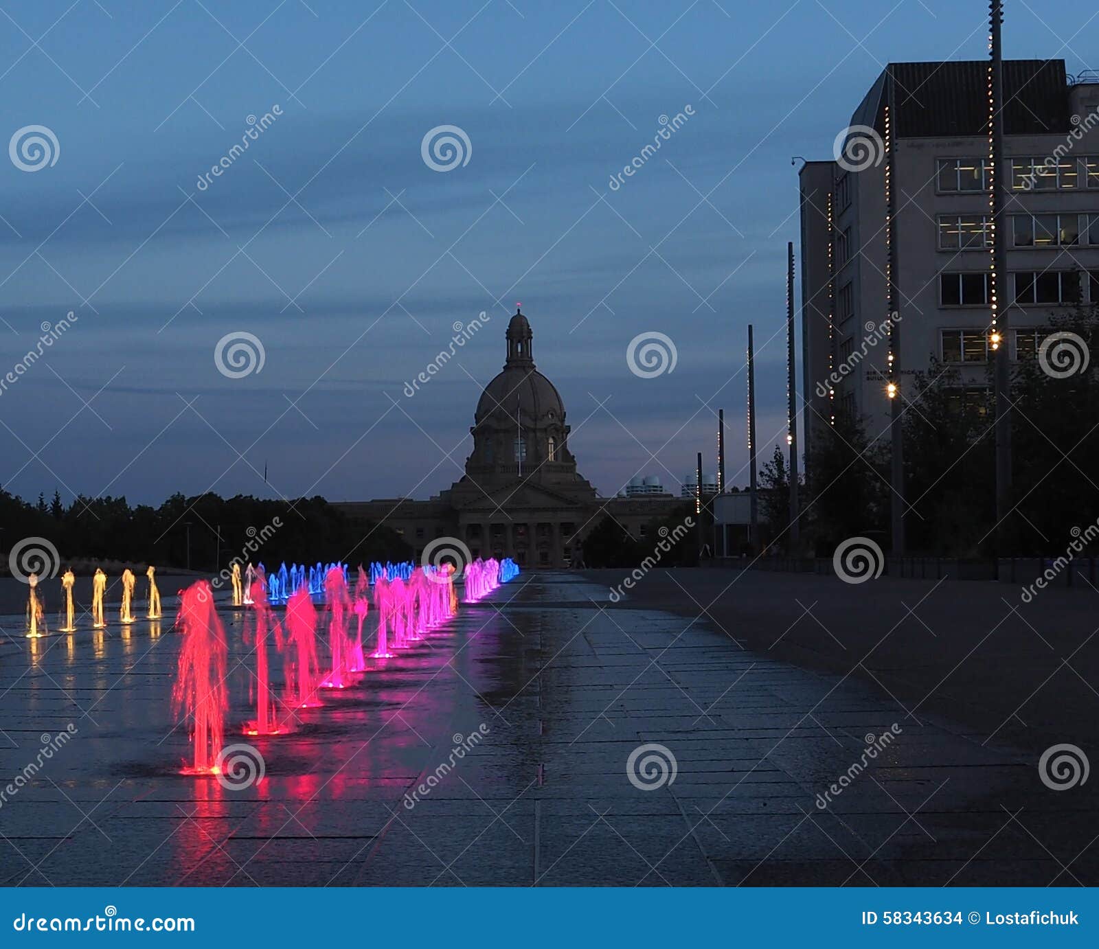 Fountains at Legislative Grounds Edmonton, Alberta Stock Photo Image