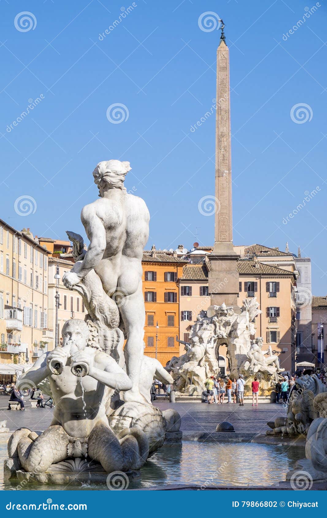 Fountains and Statues of Piazza Navona Editorial Photography Image of