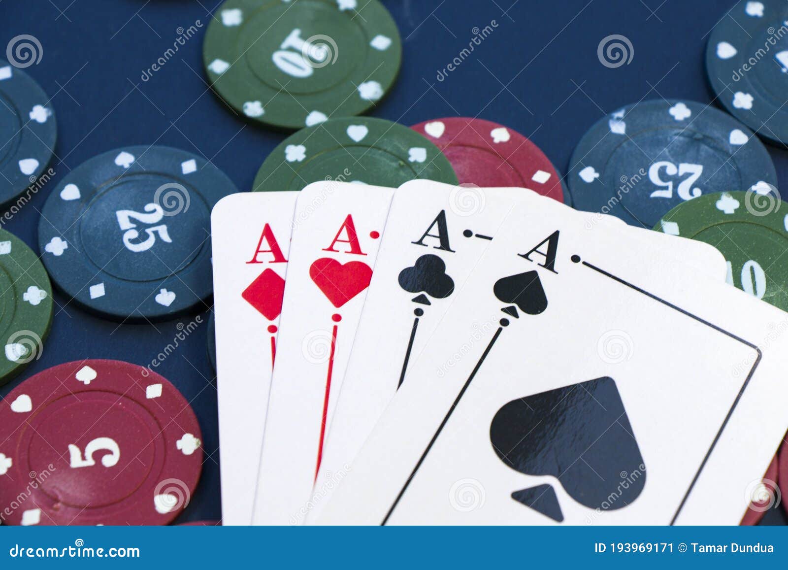 Four Aces And Chips, Card Game, Cards On The Table. Poker ...