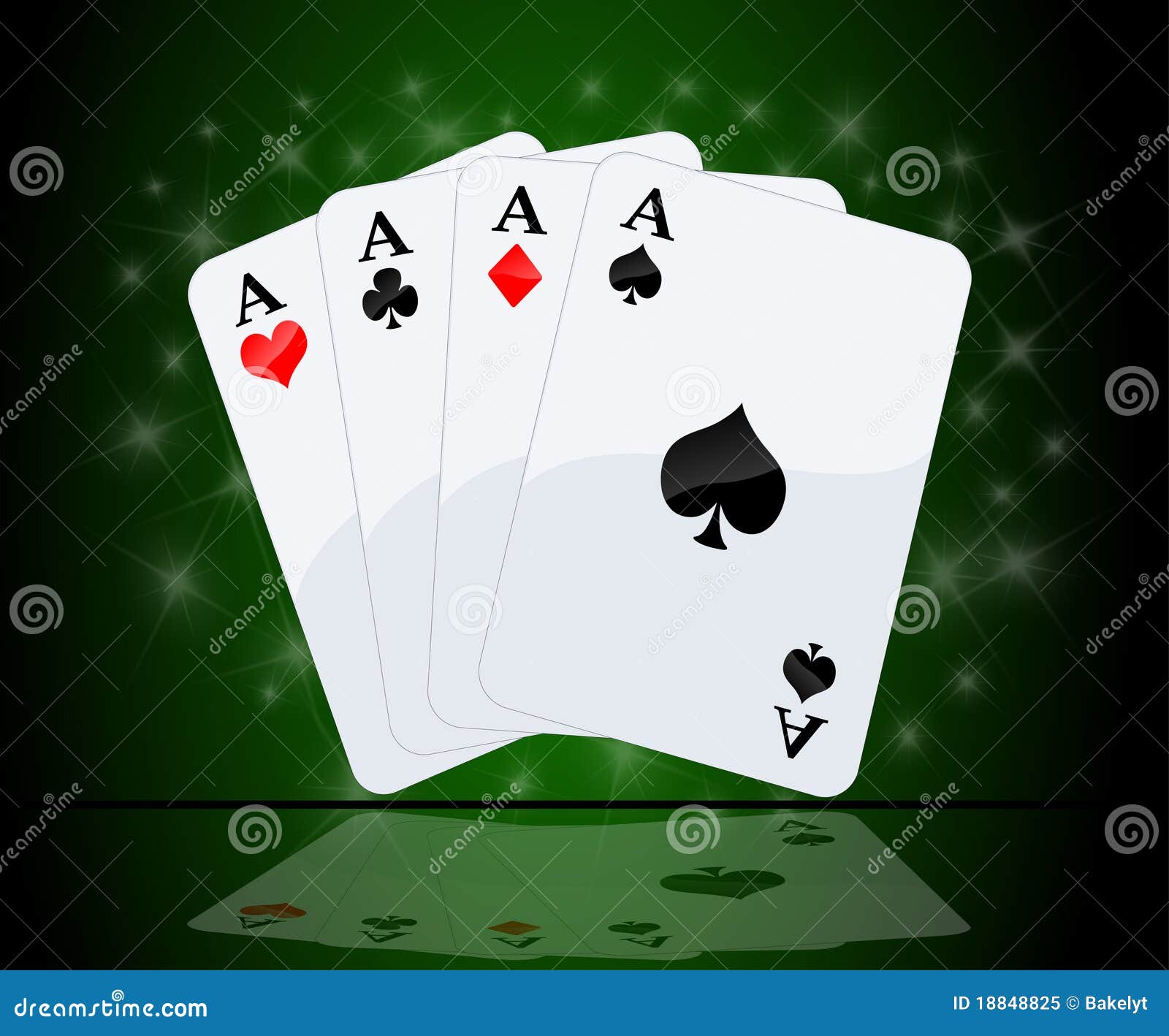 Four Aces in Green Background Stock Vector - Illustration of luxury