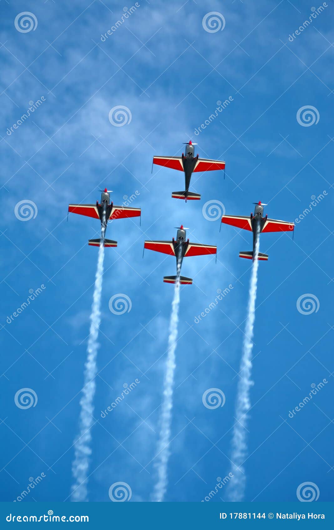 four airplanes on airshow