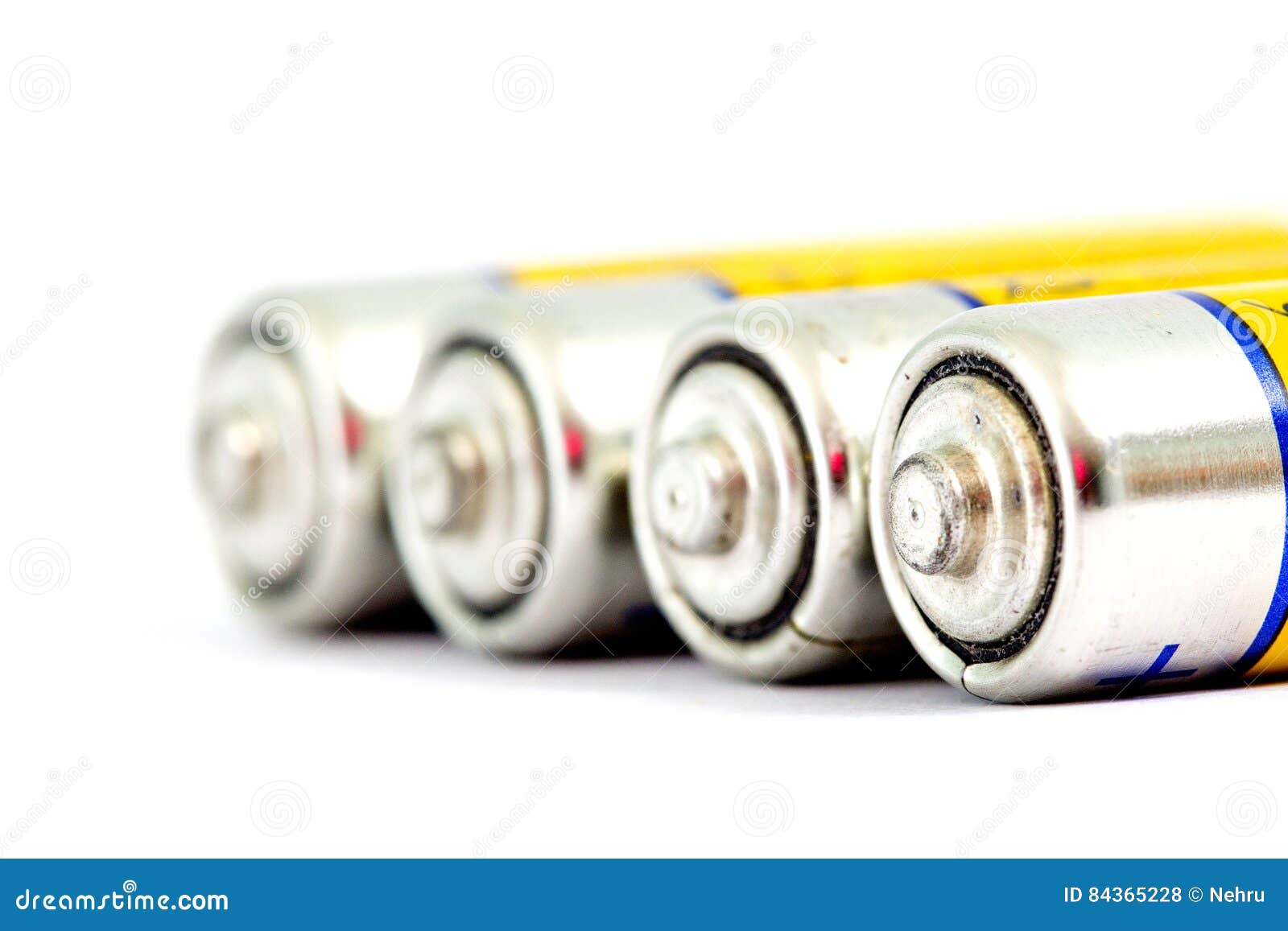 Four Alkaline Batteries AA Size with Shallow Dof Stock Photo Image of