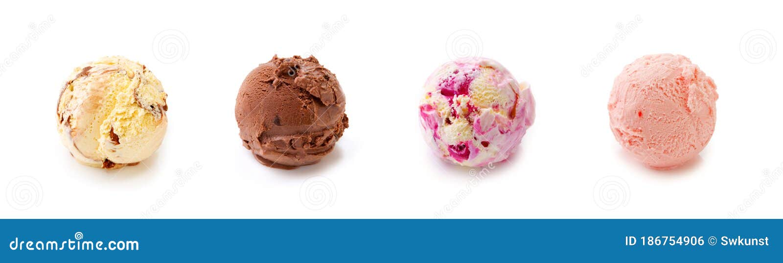 Four Ball of Fruit Ice Cream Isolated . Stock Photo Image of cream