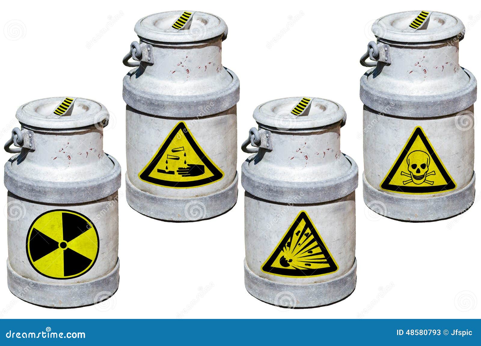 Four Barrels with Hazardous Waste. Stock Image Image of danger