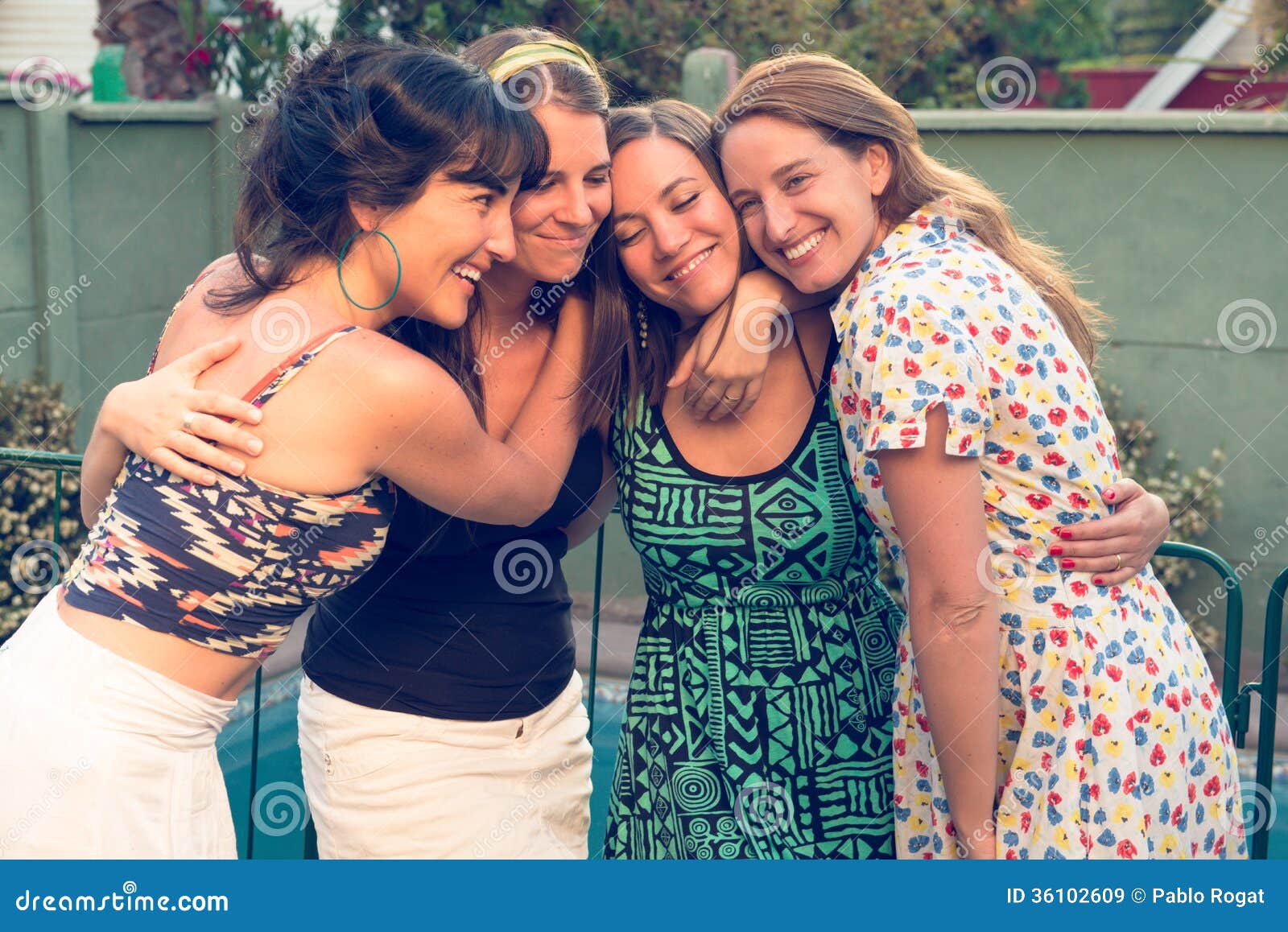 Four Best Friends Hugging Each Other Stock Image - Image of ...