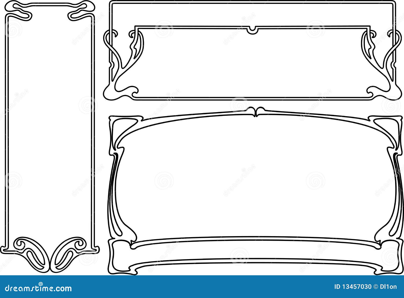 Four Black and White Art Deco Frames. Stock Vector Illustration of