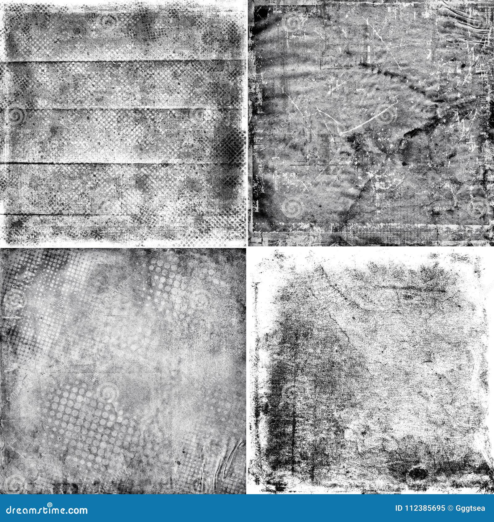 four black and white grunge textures