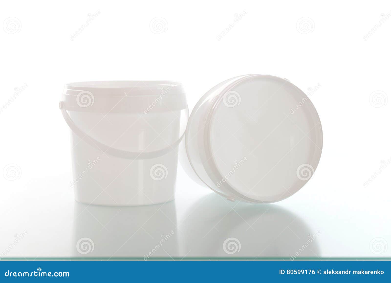 Four Blank Plastic Containers for Medicine on White Background Stock