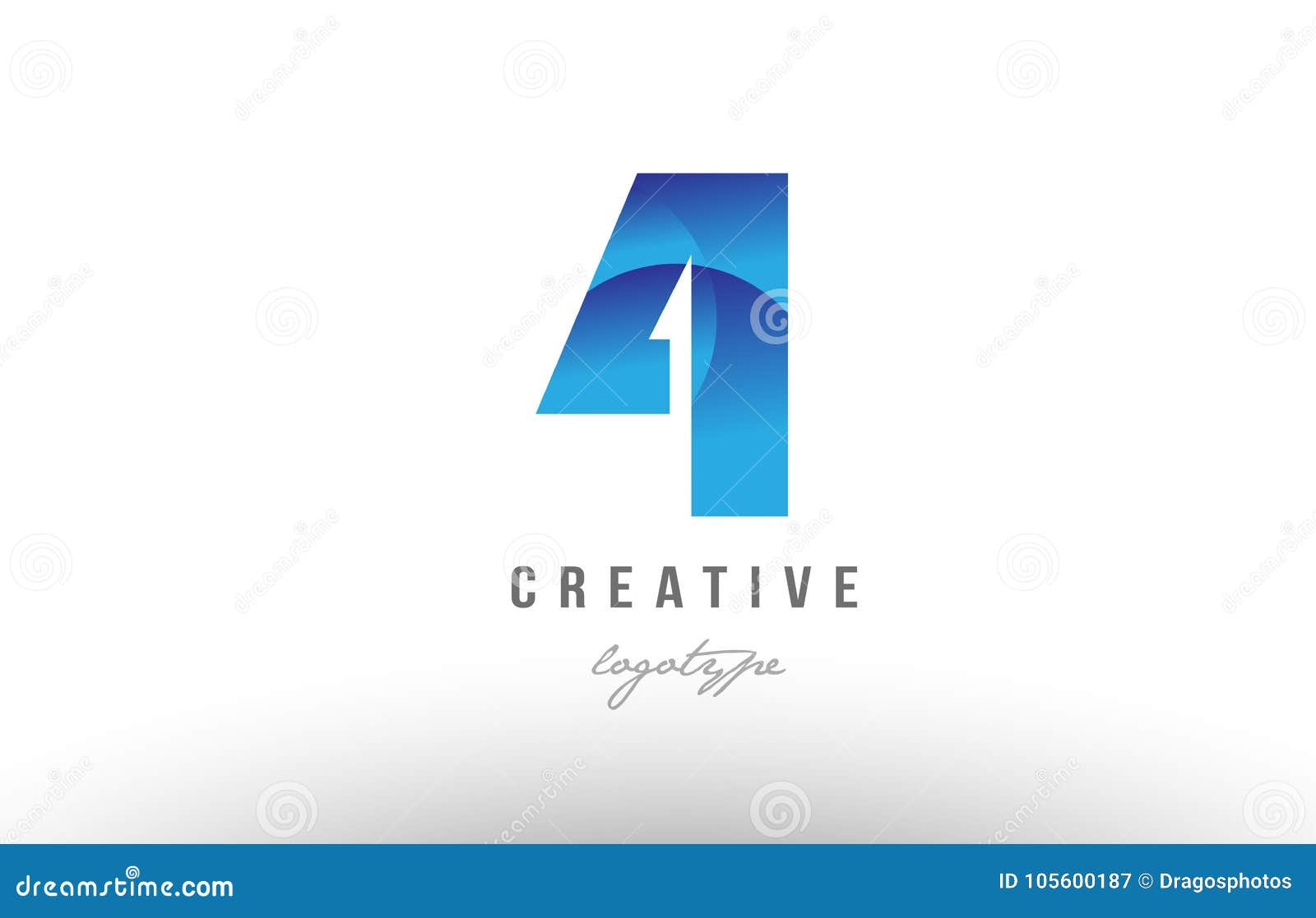 4 Four Blue Gradient Number Numeral Digit Logo Icon Design Stock Vector ...