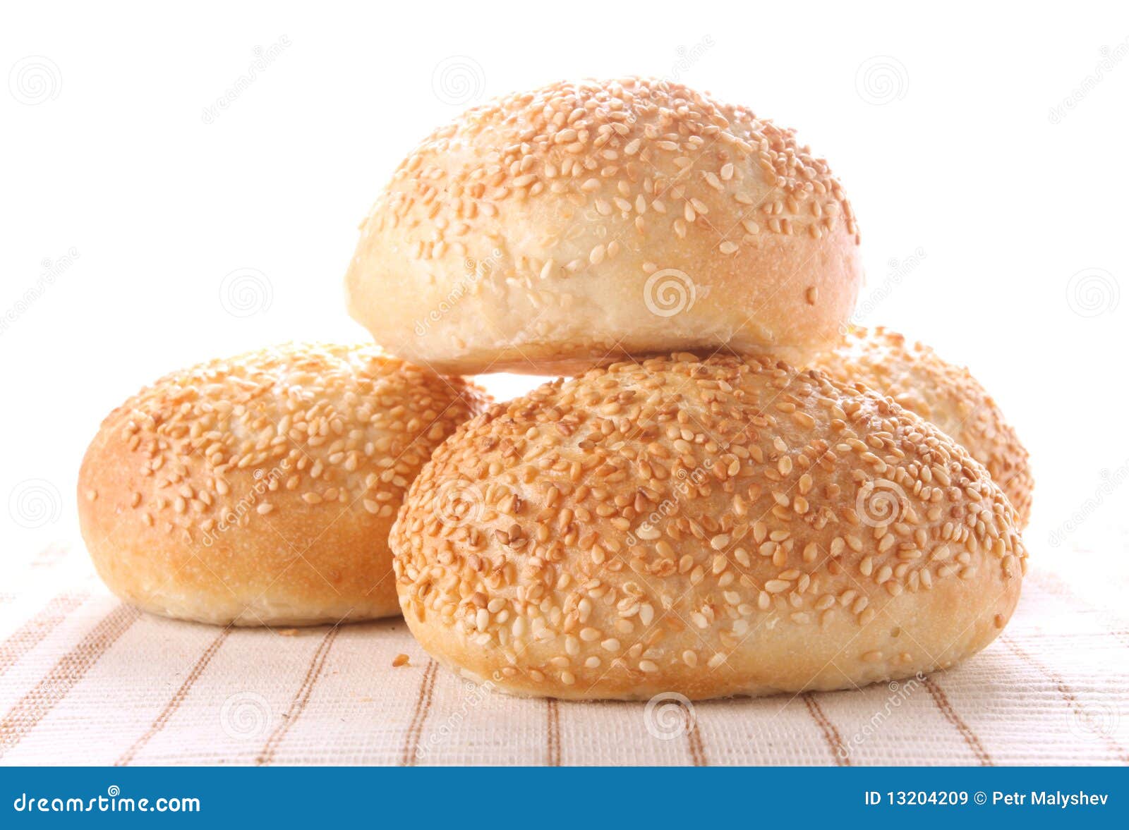 Four Buns with Sesame Seeds Stock Image Image of meal, striped 13204209