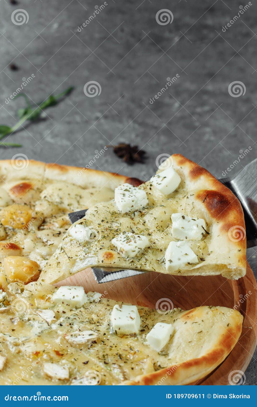 Four Cheese Pizza, Italian Pizza. Pizza Stuffed with Four Varieties of