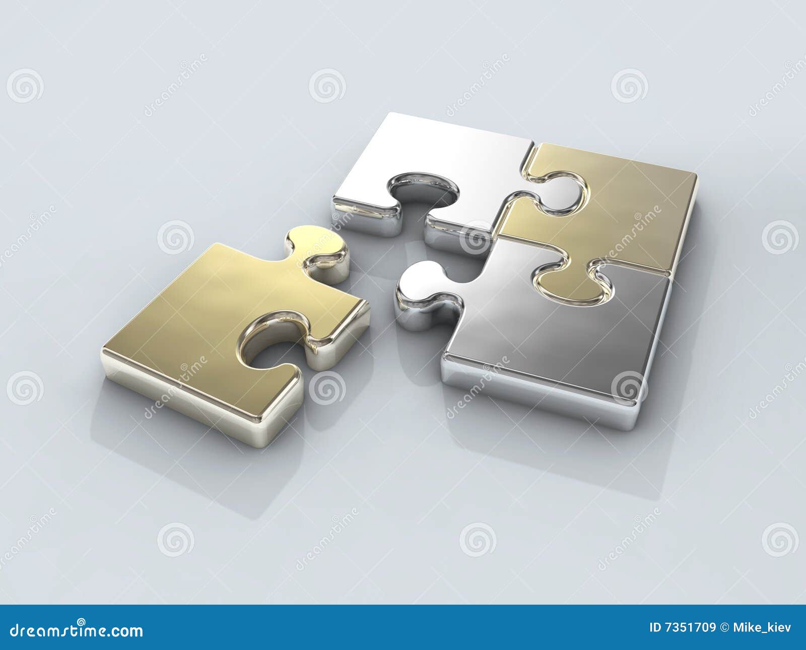 Four Chrome Puzzle Connection Stock Illustration Illustration of