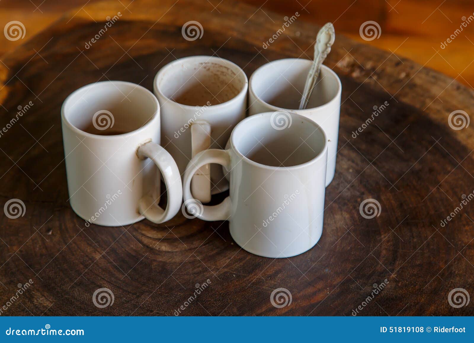 Four Coffee Cups in a Table Stock Photo Image of lovely, heart 51819108