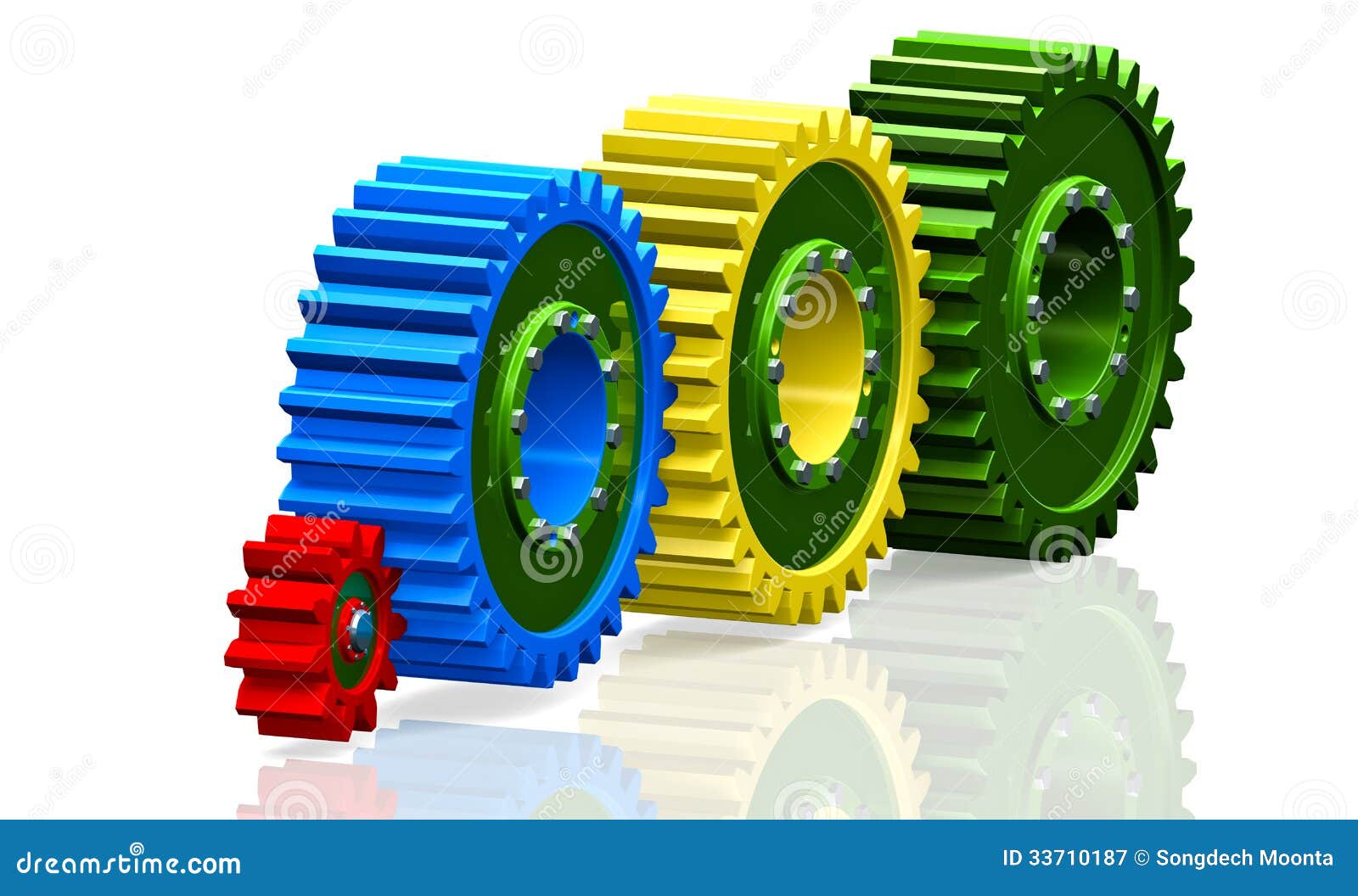 Four color gear. stock illustration. Illustration of teamwork - 33710187