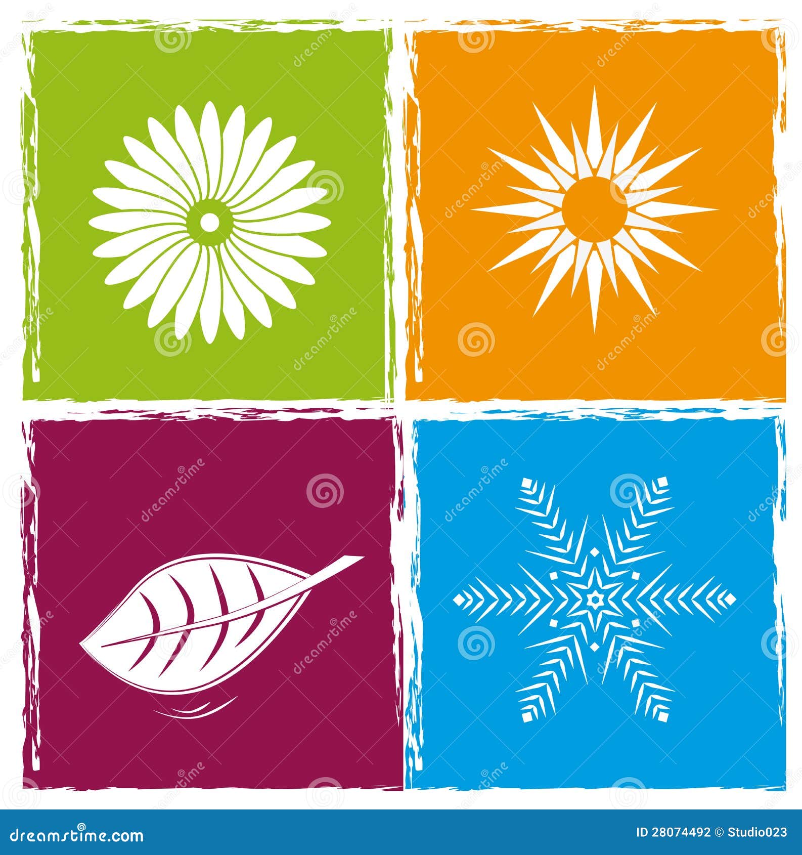 Four color seasons stock vector. Illustration of pink 28074492