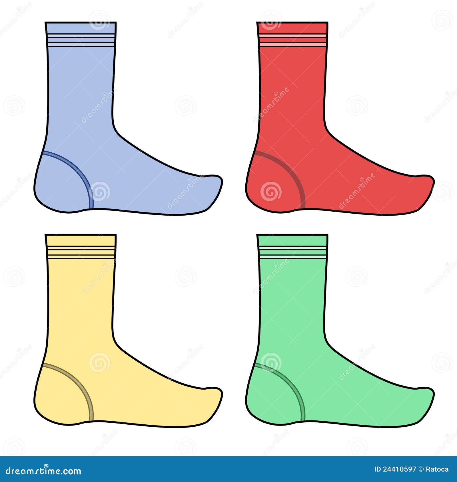 Four color socks stock vector. Illustration of stripes - 24410597