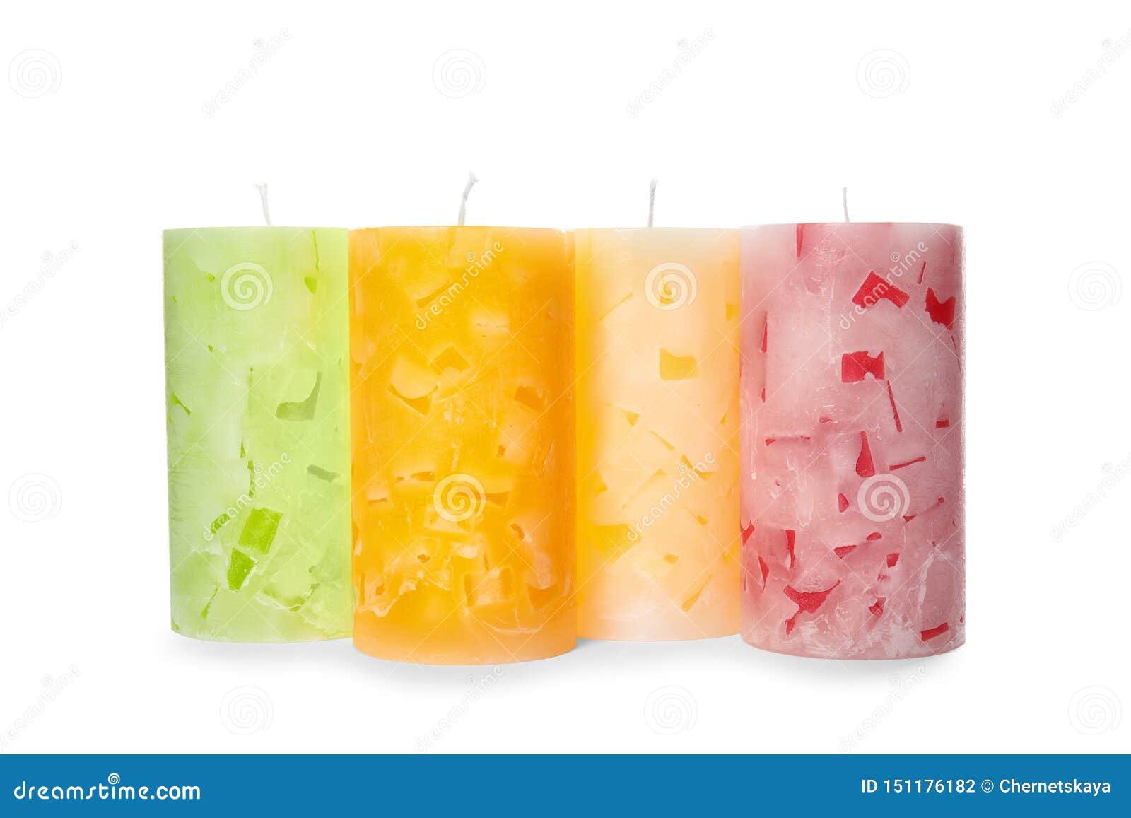 Four Color Wax Candles on White Stock Photo Image of bright, festive