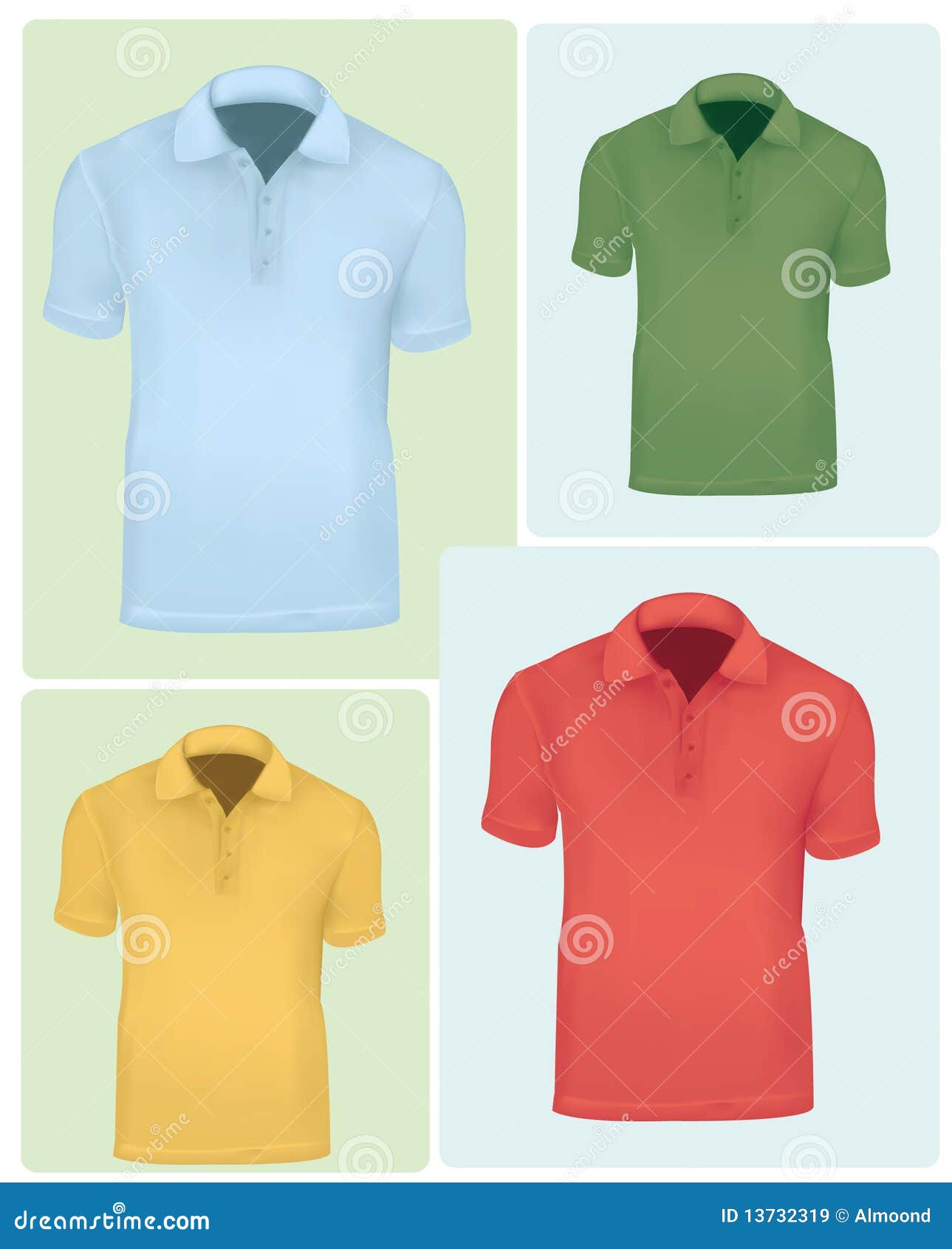 Four colored polo shirts. stock vector. Illustration of sport - 13732319