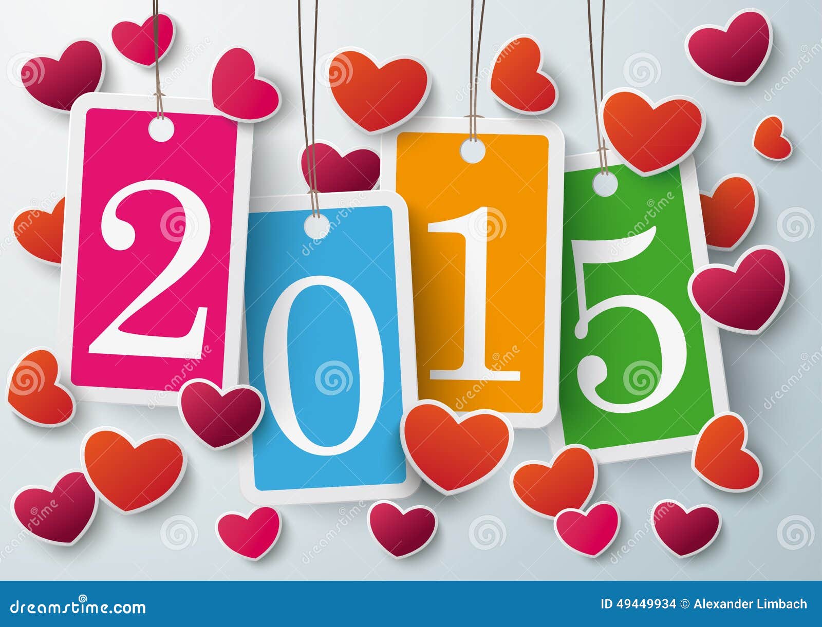 Four Colored Price Stickers Hearts 2015 Stock Vector - Illustration of