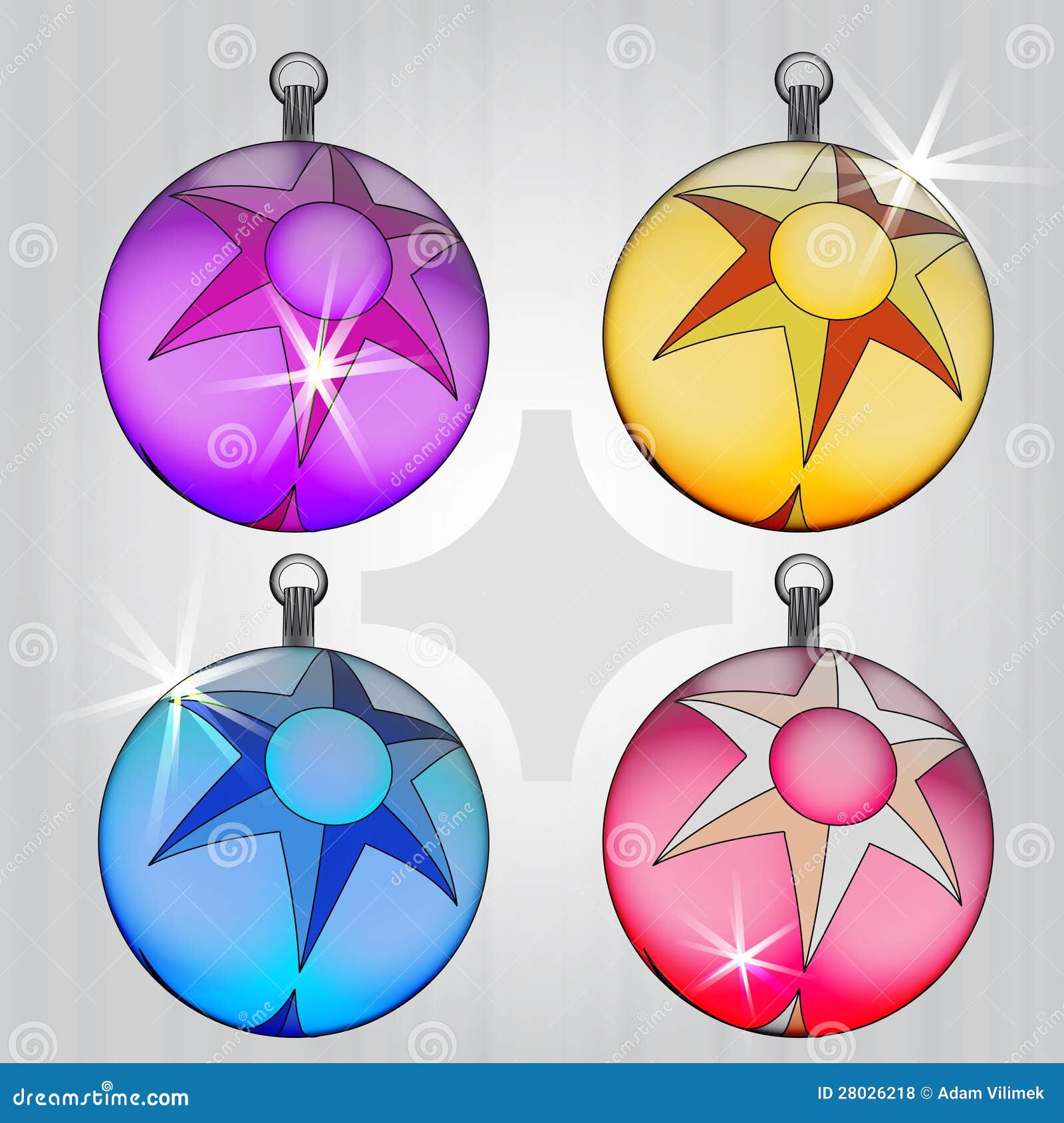 Four Colorful Ball Pack with Star Motive Stock Vector - Illustration of ...