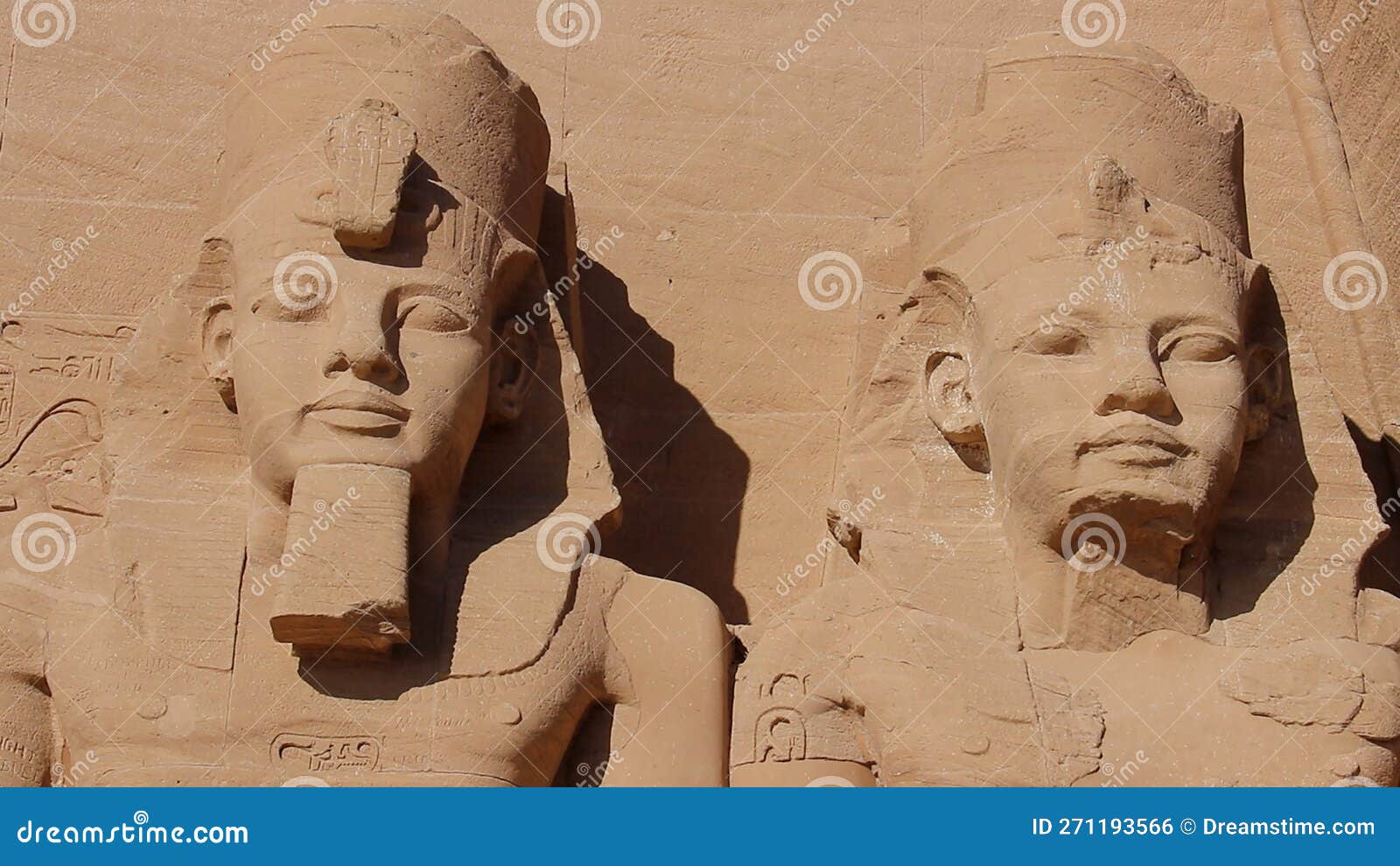 Four Colossal Statues of Ramesses II at Abu Simbel, Egypt Stock Photo
