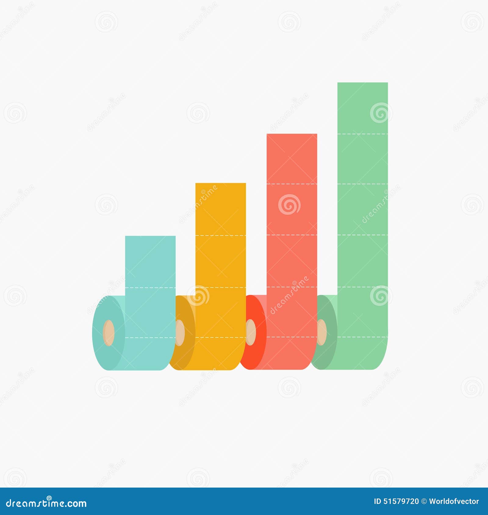 Four Column Toilet Paper Roll Chart Diagram Dash Line Flat Design