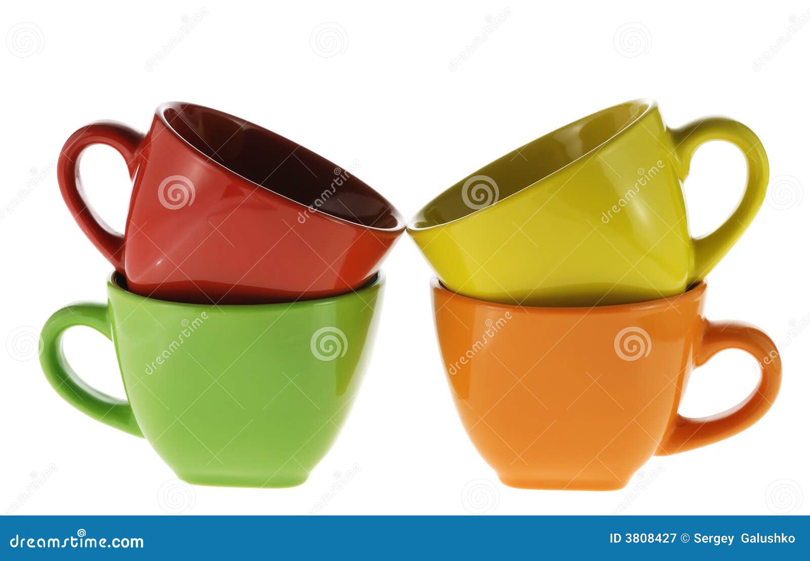 Four cups stock image. Image of morning, cafe, glass, color 3808427