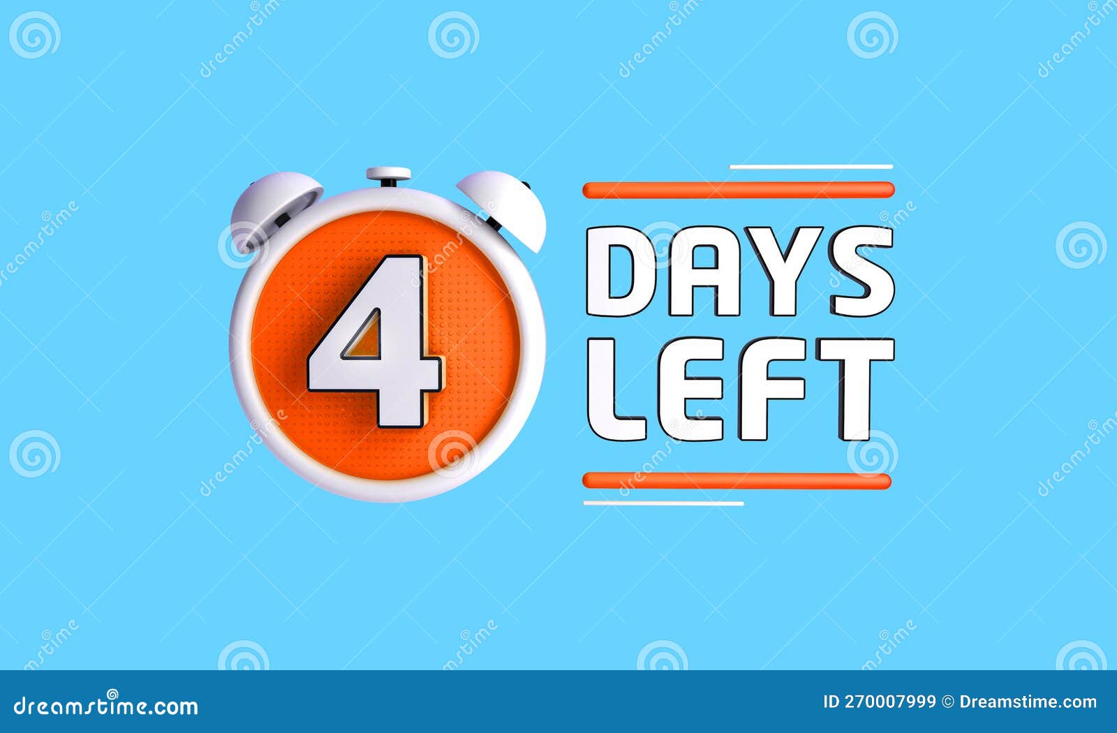 Four Days Left. Left Days Countdown Banner in 3D. Sales Time Count