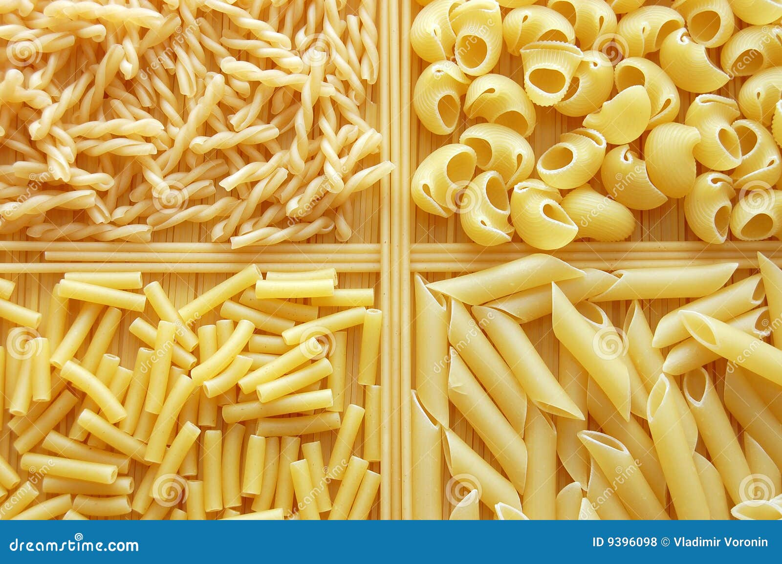 Four Different Kinds of Italian Pasta Stock Photo Image of noodle