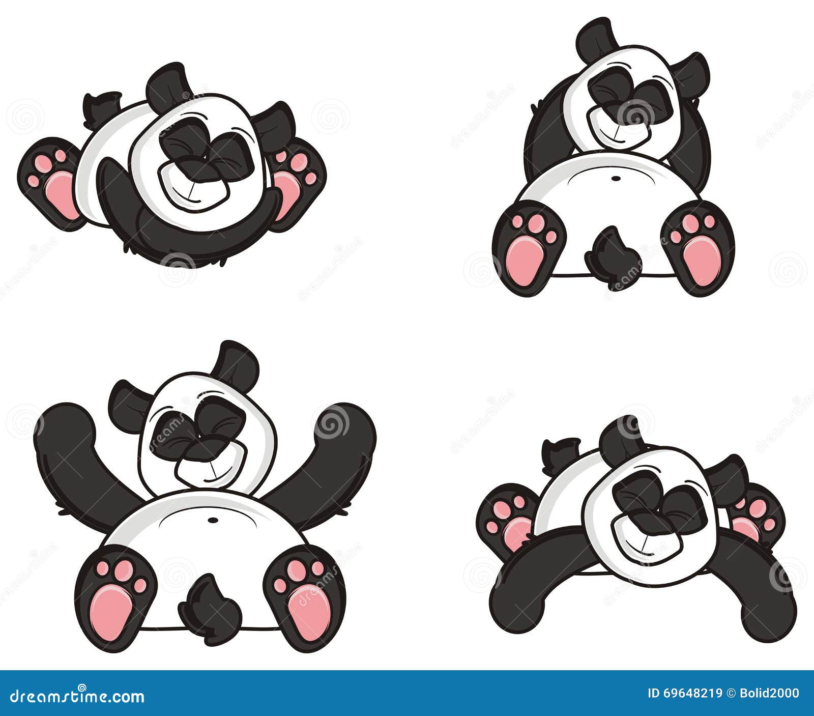 Four Different Poses Pandas Stock Illustration - Illustration of kind ...